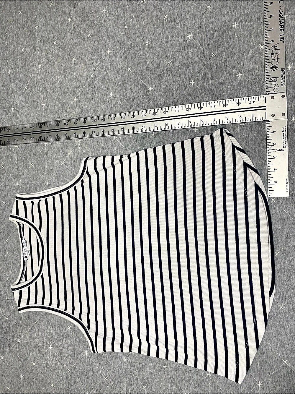 Chico's Striped Tank Top in White & Blue Size 2 Like New
